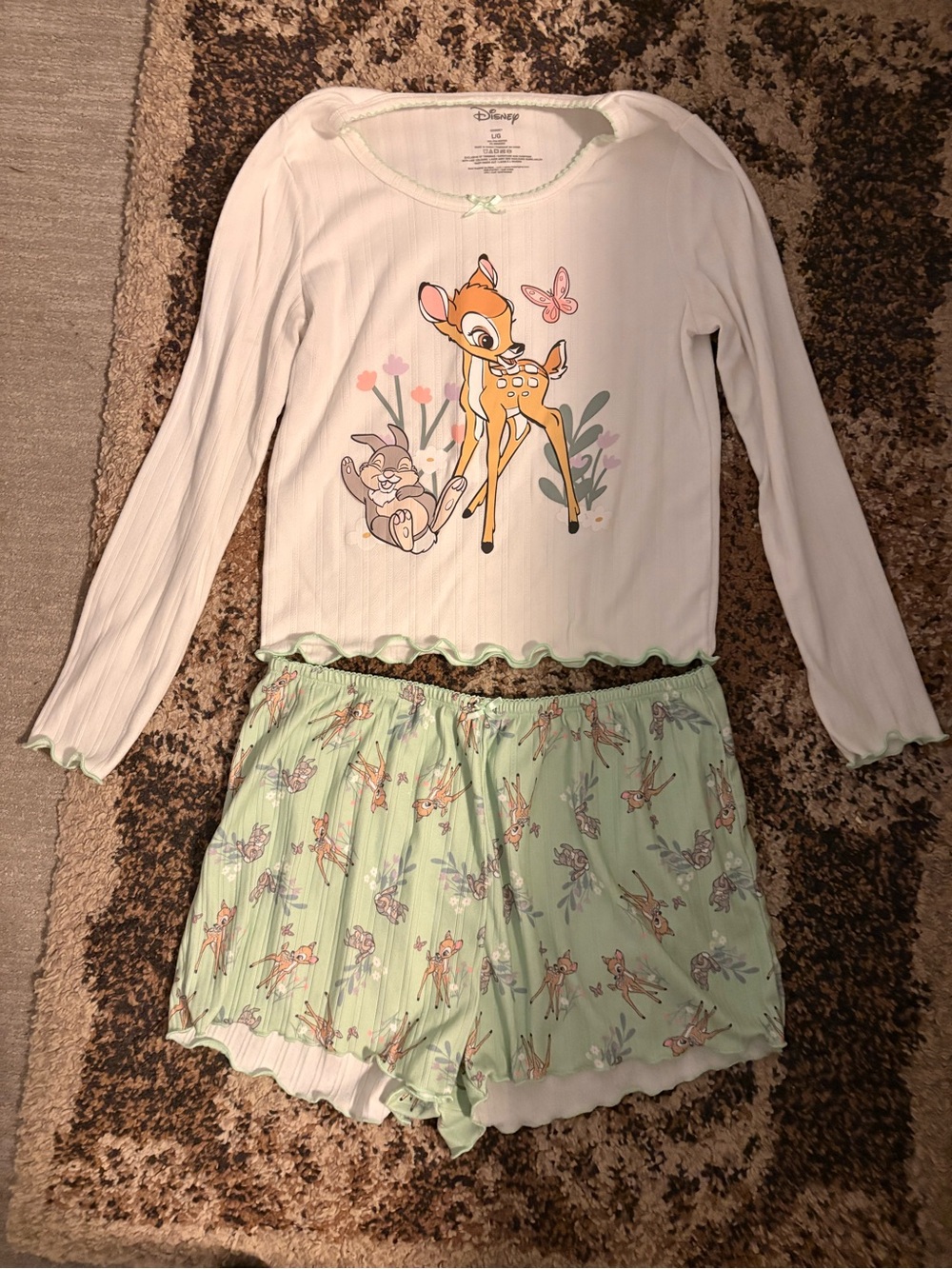 Disney ladies large Bambi & Thumper Mint Green Pajama Set